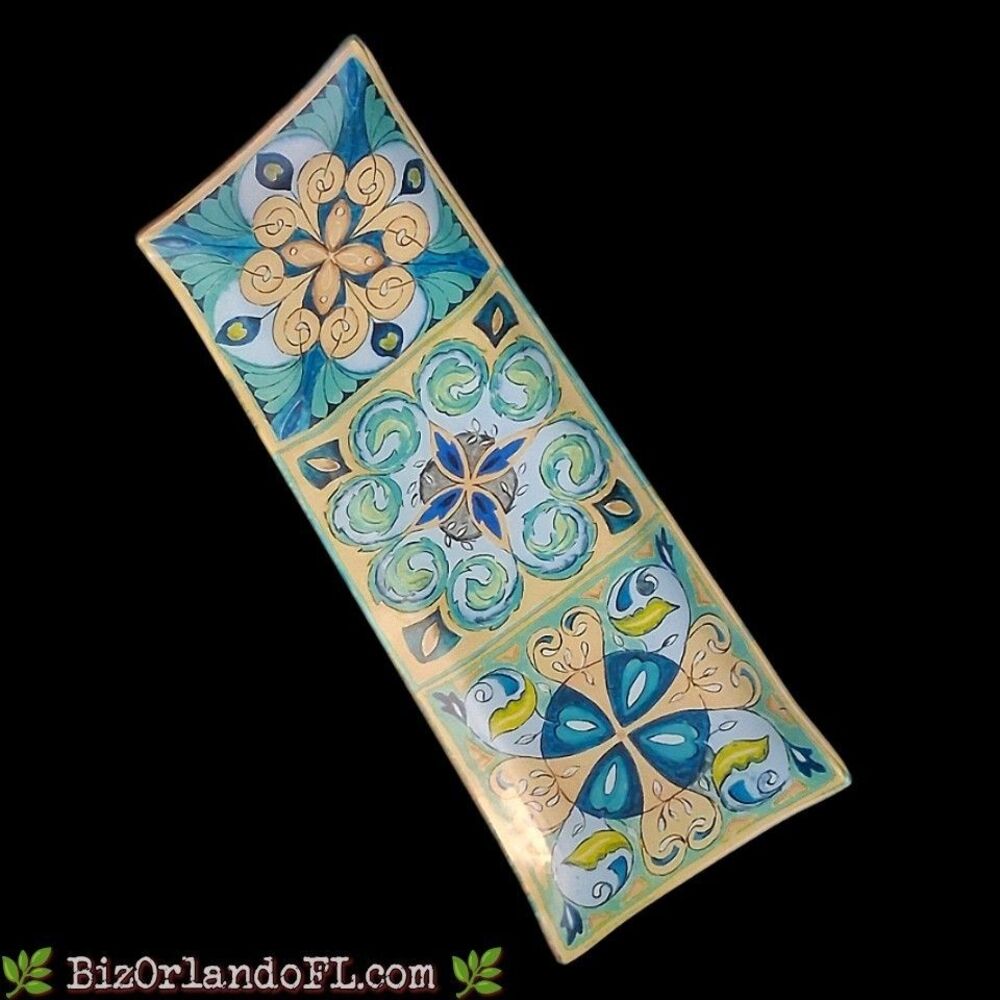 VINTAGE: Prima Design Mosaic Tile Tempered Glass Decorative Serving Tray /...